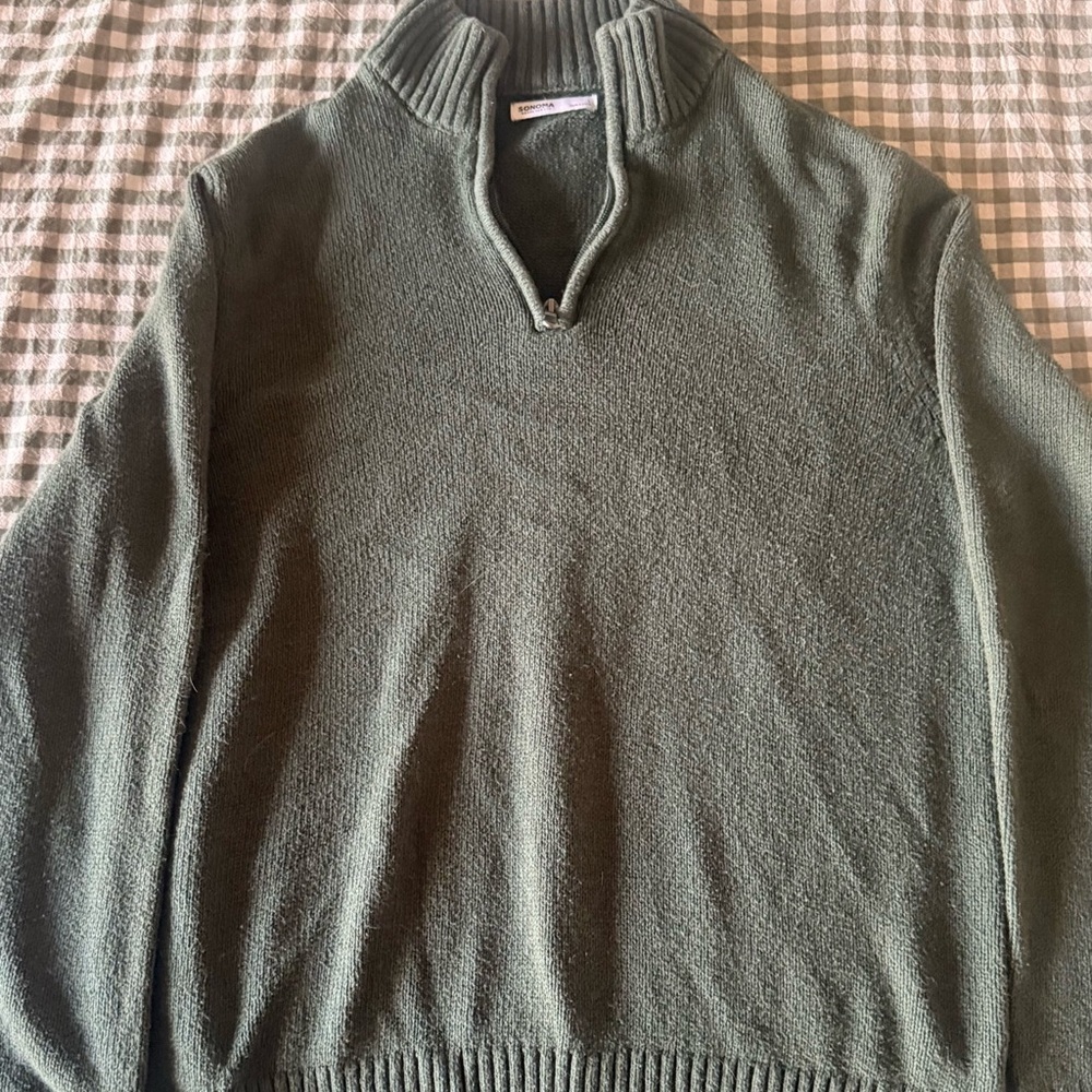 Sonoma Men's Olive Zip-Up Sweater